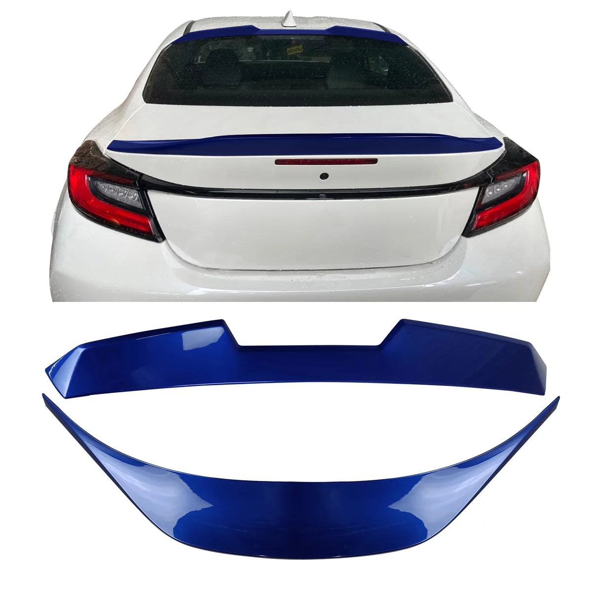 Ikon Motorsports Roof + Trunk Spoiler Compatible With 2022-2023 Subaru BRZ Toyota GR86, Finish #K7X Wr Blue Pearl/World Rally Blue ABS V Style Rear Window Visor Wing + TRD Style Trunk Spoiler