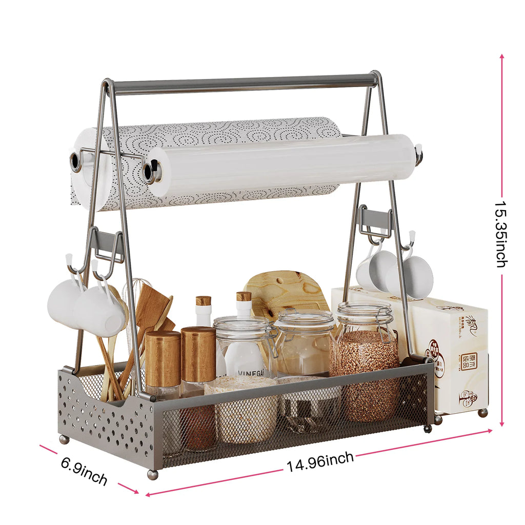 Hvacstar Grill Utensil Caddy - Organize BBQ Tools, Condiments, Paper Towels, and Cleaning Supplies - Caddy for Outdoor Picnics, Backyard BBQs, Kitchens, Garages
