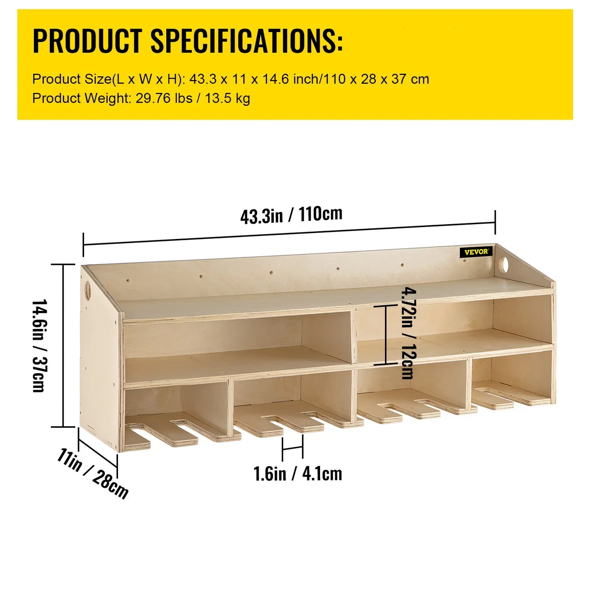 BENTISM Power Tool Organizer Drill Wall Tool Holder 10 Slots 2-shelf Wall Mounted