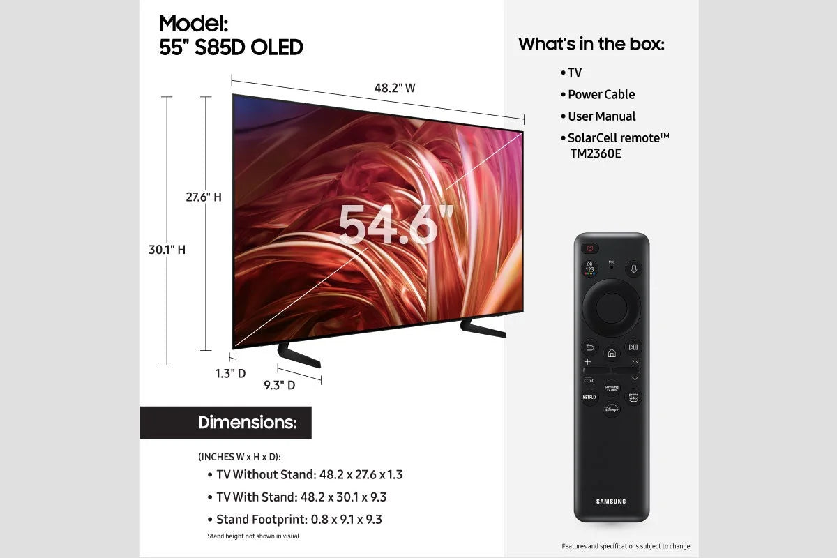 SAMSUNG 55” Class S85D OLED Smart TV QN55S85DAEXZA 2024