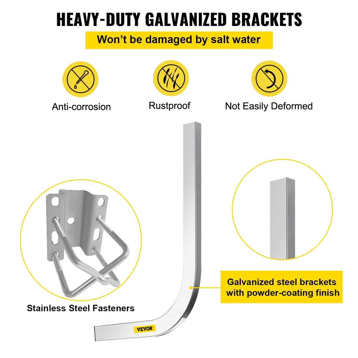 VEVORbrand Boat Trailer Guide-on, 40", 2pcs Galvanized Steel Trailer Post Guide on, with LED-Lighted Polyvinyl Tube Covers, Mounting Hardware Included, for Ski Boat, Fishing Boat or Sailboat Trailer