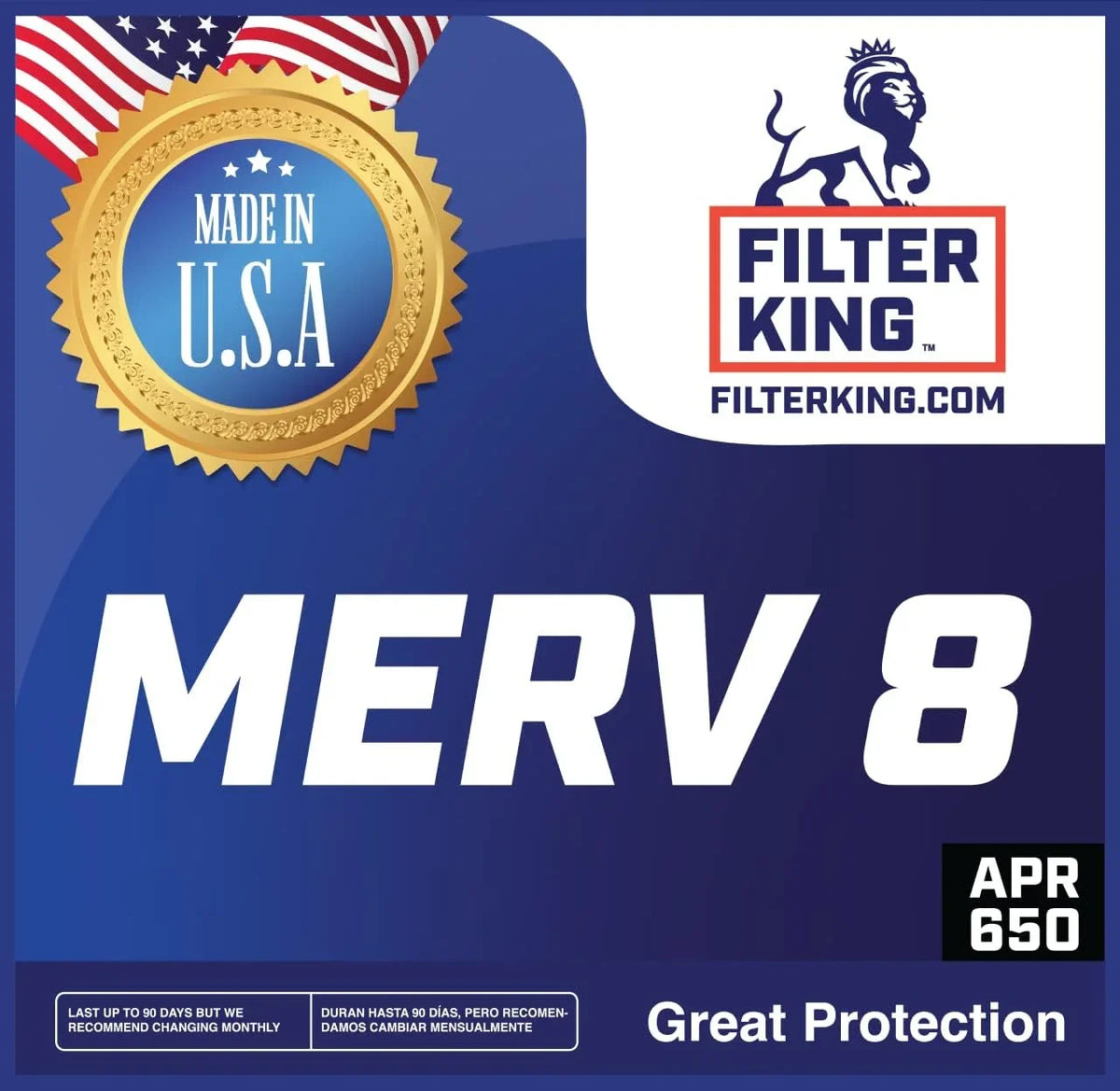 Filter King 30.5x66.5x1 Air Filter | 4-PACK | MERV 8 HVAC Pleated A/C Furnace Filters | MADE IN USA | Actual Size: 30.5 x 66.5 x .75"