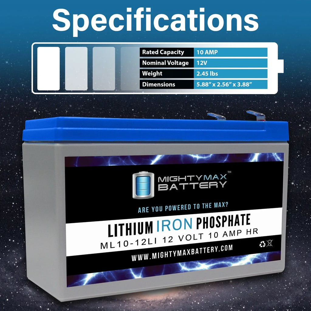 12V 10AH Lithium Replacement Battery Compatible with Streamlight E-Flood Box HL - 2 Pack