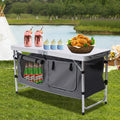 Folding Camping Table with Storage Compartment Lightweight Camp Kitchen Table Height Adjustable Indoor Outdoor Table Perfect for Tailgating Backyards BBQ Picnic