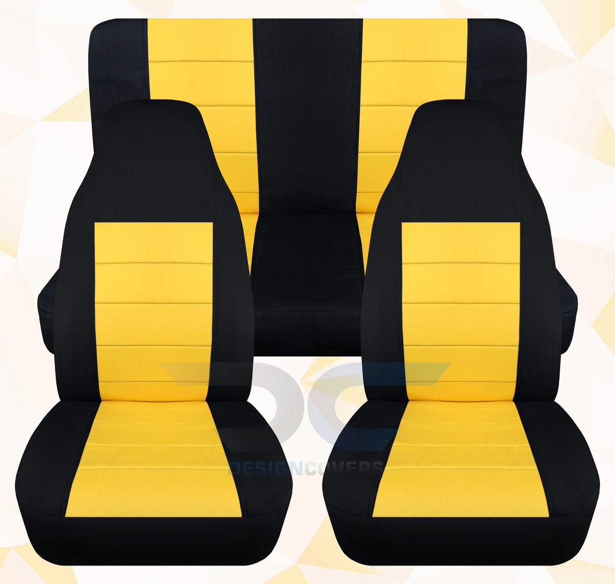 T239-Designcovers Compatible with 2003-2006 Jeep Wrangler LJ Two Tone Seat Covers:Black and Yellow - Full Set Front&Rear