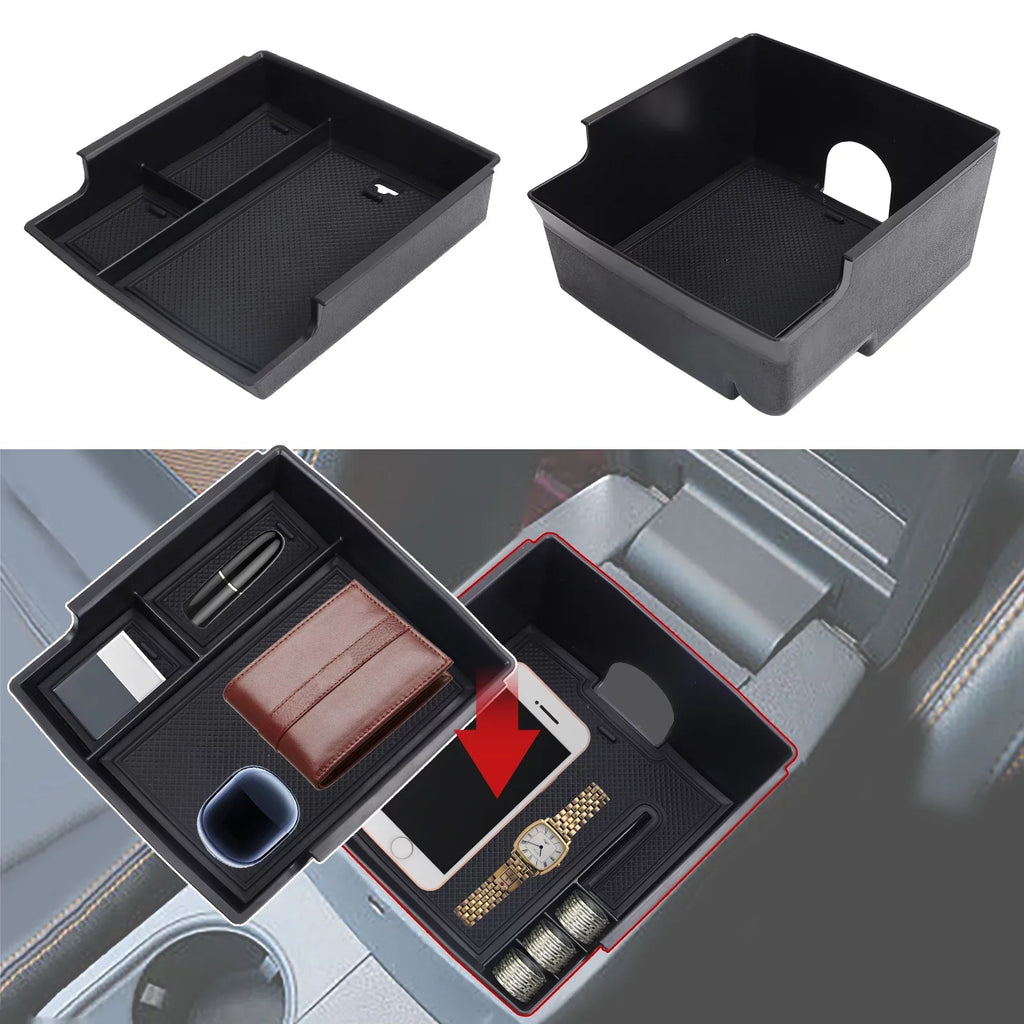 AUFER Center Console Organizer Tray,Car Central Control Storage Box Compatible with for Ford Bronco 2021 2022 2 Door 4 Door ABS Armrest Double Layer Storage Tray (2PCS)