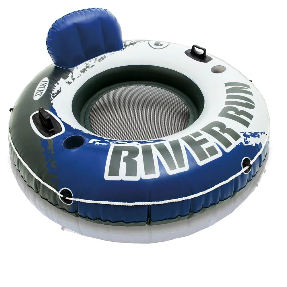 Intex River Run 1 Person Floating Tube (3 Pack) and 12 Volt Electric Air Pump
