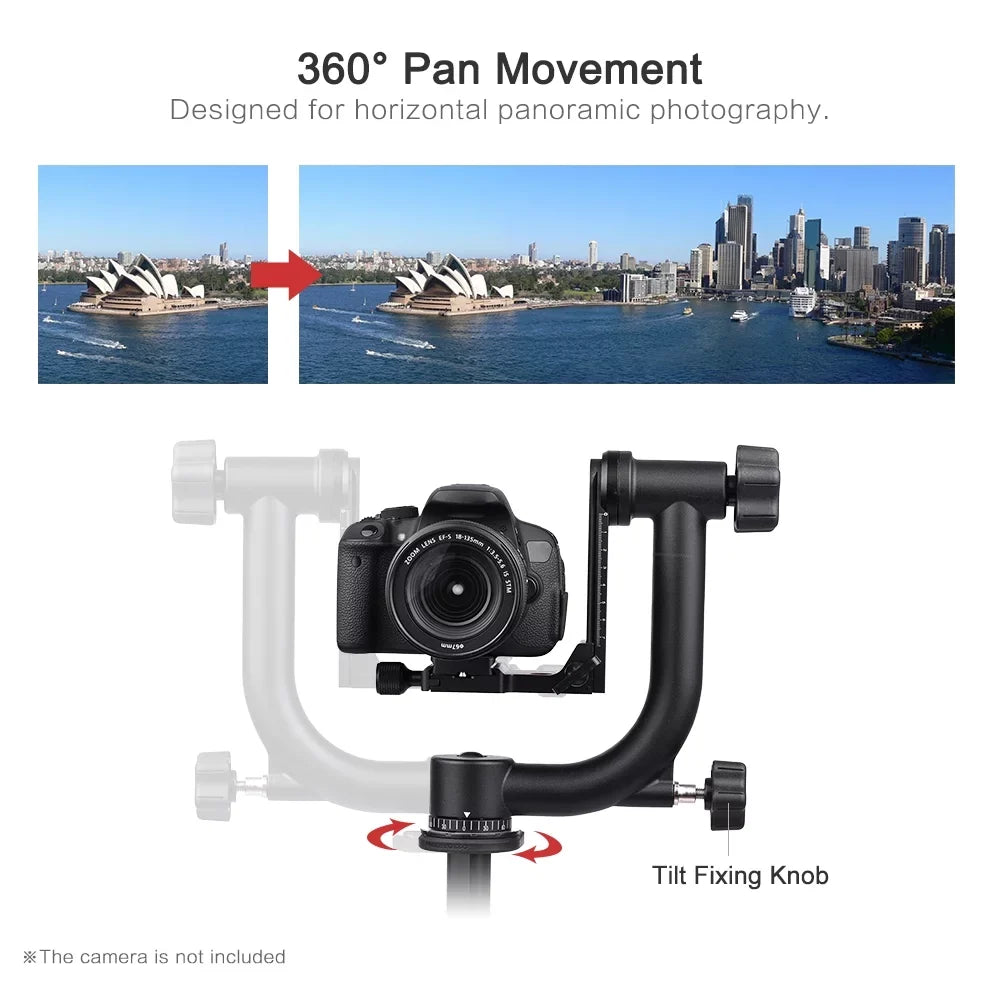 Andoer Metal Panoramic Gimbal Tripod Head Heavy Duty Aluminum Alloy with Arca-Swiss Standard Quick Release Plate Support 30Lbs/13.6kg Suitable for DSLR Camera Camcorder Bird Watching