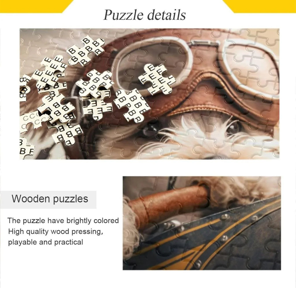 500 PCS Pilot in Airplane Jigsaw Puzzle, Paper Wood Composite Material Zigsaw with Storage Bag, Puzzle for Adults, Fun Challenging Brain Exercise Family Game Gift for Kids Friends Parents