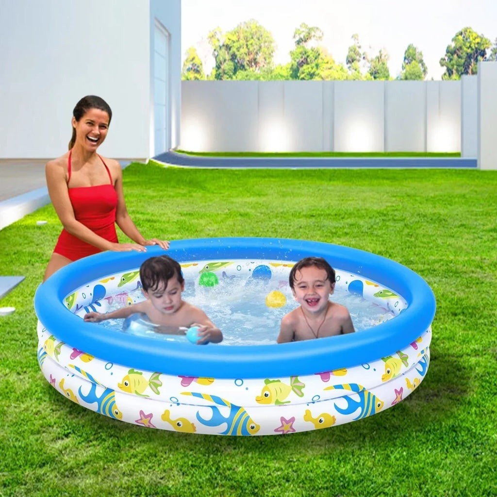 48x10In Air-filled Swimming Pool Blow Up Family Pool For 2 Kids Foldable Swim Ball Pool Center