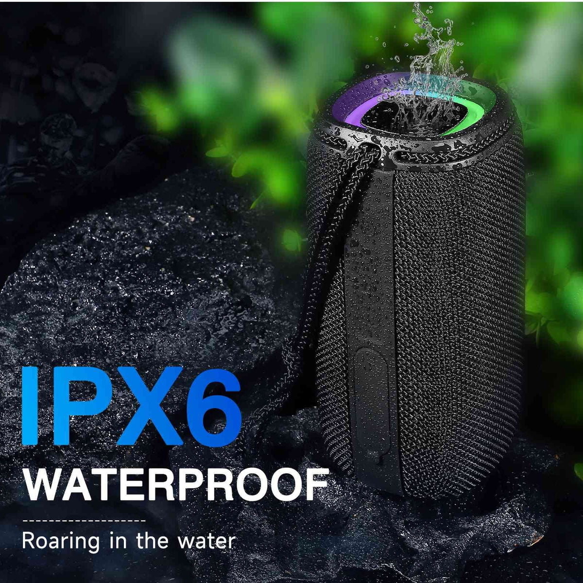 UrbanX X808 Bluetooth Speaker, IPX5 Waterproof Speakers 360° HD Surround Sound with Punchy Bass, True Wireless Pairing, BT5.3, Portable Speaker for LG W41+ - Black
