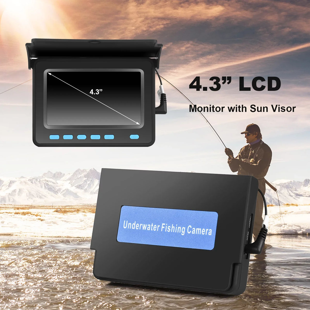 1200TVL Underwater Fishing Camera Fish Finder LCD 8PCS IR LED Night Vision