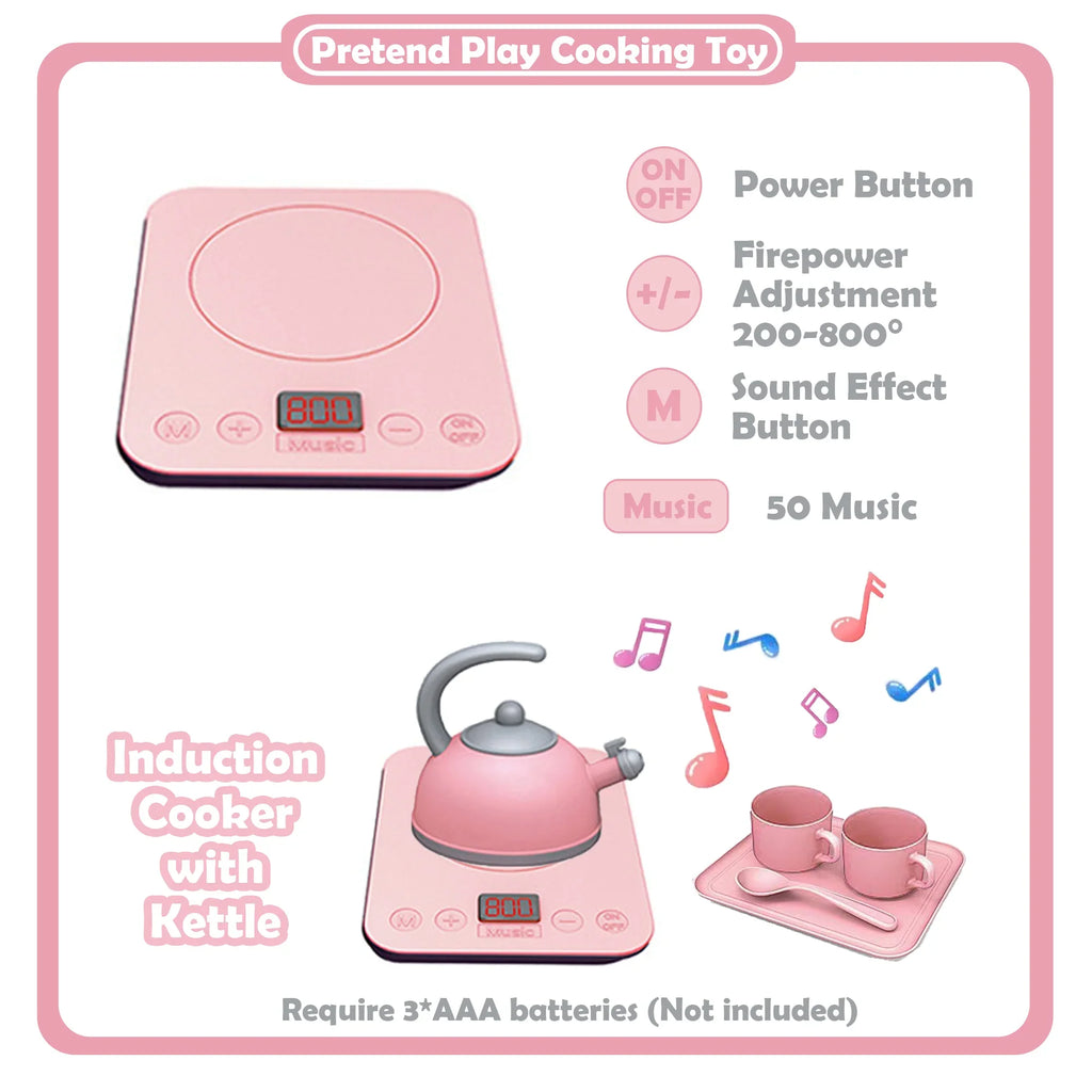 Richgv Pretend Play Kitchen Sink Toys with Running Water, 23PCS Electric Water Sink Toy with Play Induction Cooker Play Cutting Food, Kids Kitchen Role Play Toys for Boys Girls