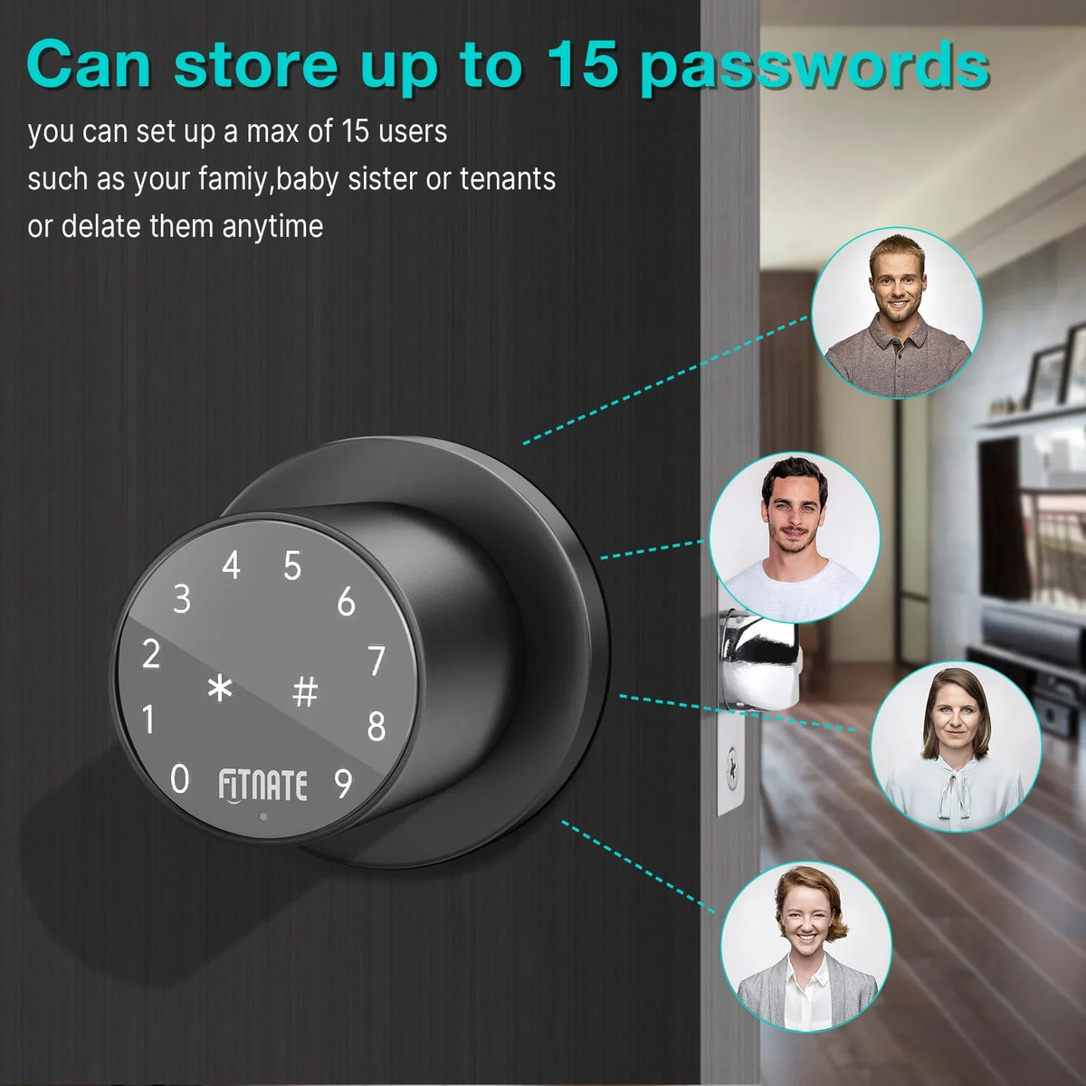 Smart Digital Keypad Door Lock Password Code Electronic Knob App Control