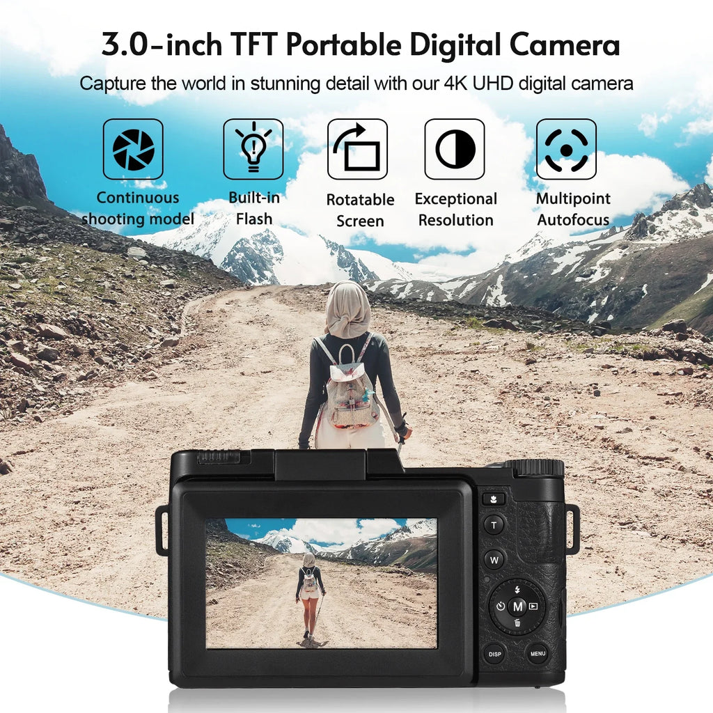 Andoer-2 Digital camera,TFT Rotatable Screen Rotatable Screen 48MP 16X Support 3.0-inch TFT Rotatable 2pcs Batteries Screen 48MP 4K Camera 3.0-inch TFT Portable Camera 3.0-inch 48MP 4K dsfen