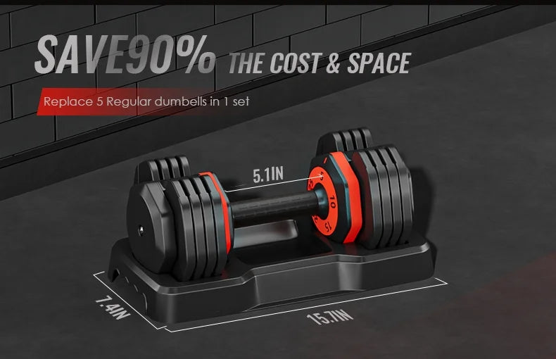 Adjustable Dumbbell Set with Anti-Slip Handle - 25 pounds per dumbbell (pair) - 54.0 - Upgrade your home gym with adjustable weight and secure grip!