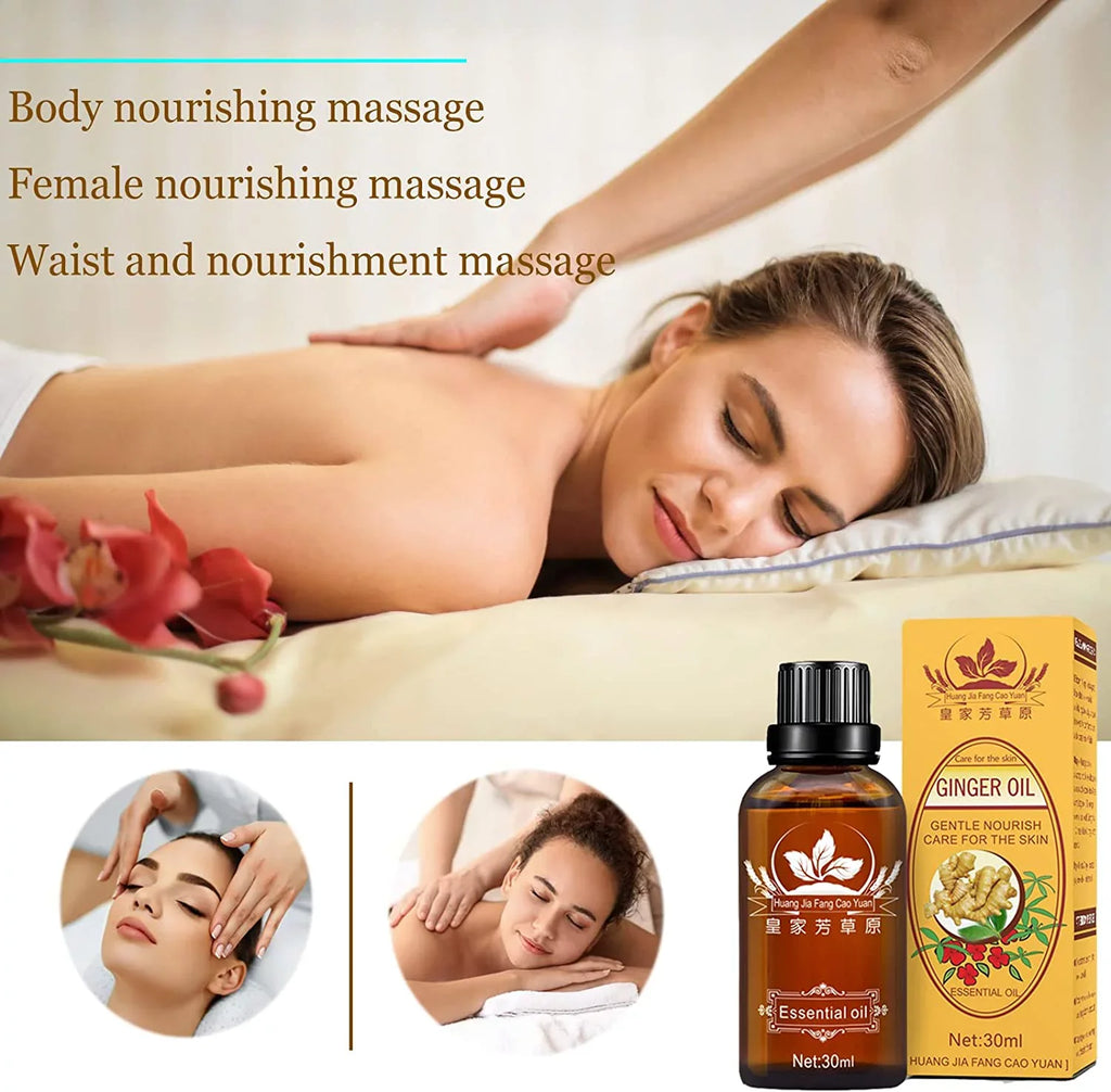 Cosprof Ginger Massage Oil, 5 Pcs Belly Drainage Ginger Oil, 100% Pure Natural Ginger Oil Lymphatic Drainage Massage, SPA Massage Grapeseed Oil for Skin, Perfect Valentine's Day Gift Set