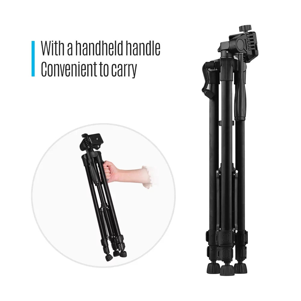 Andoer Lightweight Photography Tripod Stand Aluminum Alloy 3kg Load Capacity Max. Height 135cm/53in with Carry Bag Phone Holder for DSLR Camera Smartphone