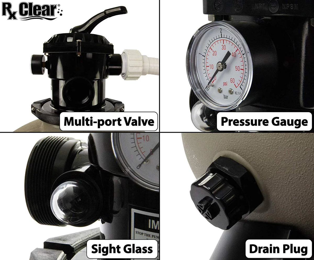 Rx Clear Radiant 19" Above-Ground Pool Sand Filter with 1 HP Extreme Force Pump