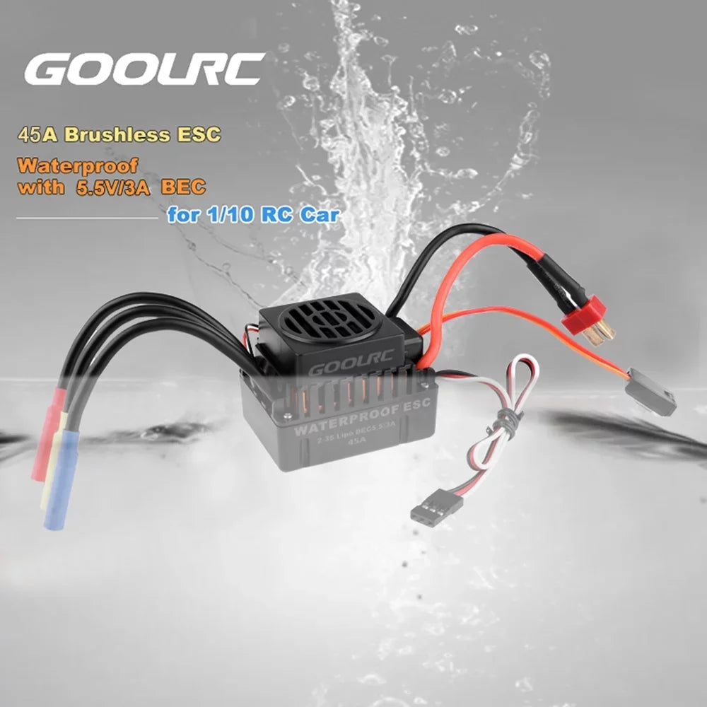 GoolRC Accessory,Motor 45a F540 4370kv Motor With 45a Motor And 45a Set 110 1/10 Remote Car 45a Esc Combo Set Car MotorCar 45a 110waterproof MotorCombo F540 Waterproof Rookin 1/10