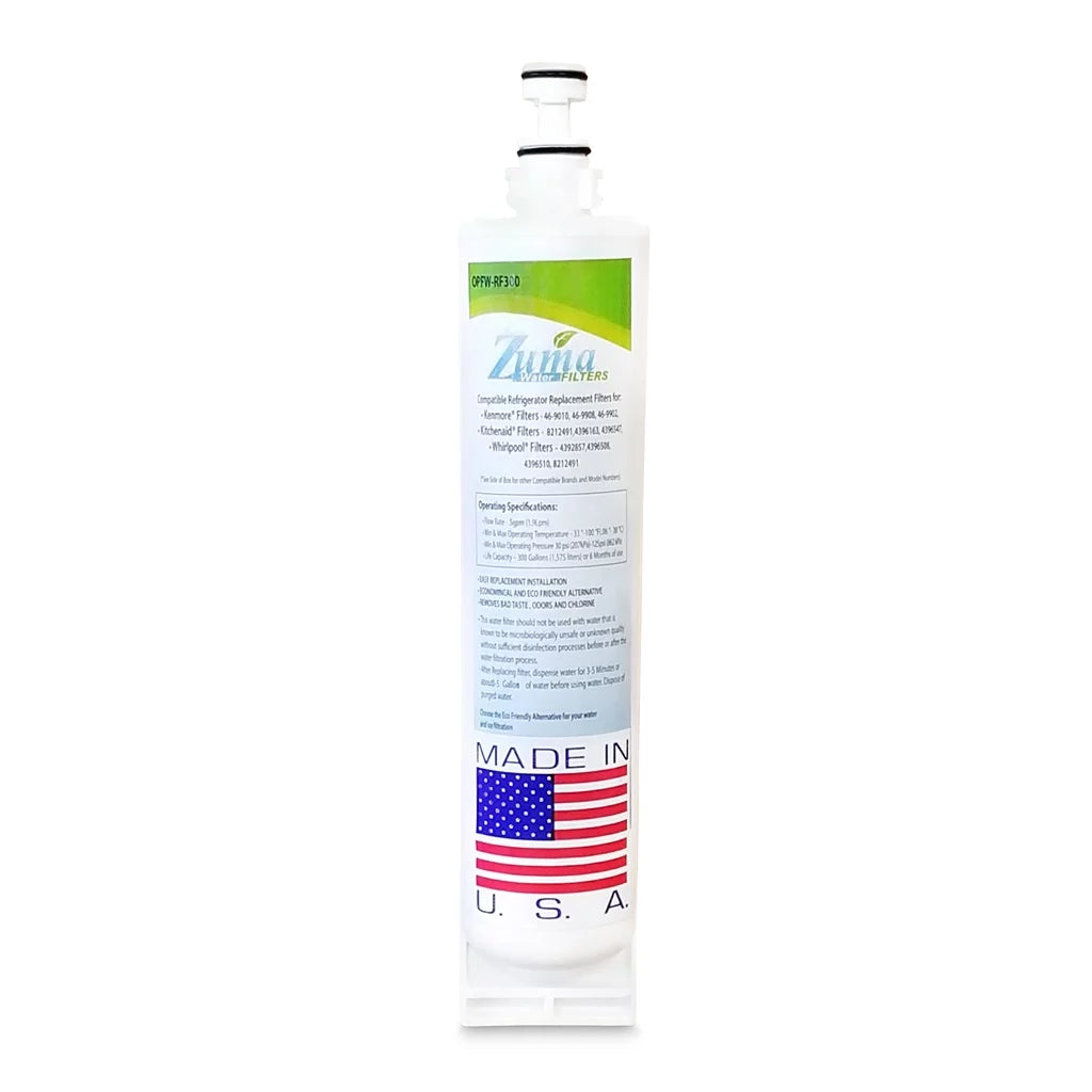 ZUMA Brand , Water and Ice Filter , Model # OPFW-RF300 , Compatible with Whirlpool® 4396510 - 1585 - Made in U.S.A.