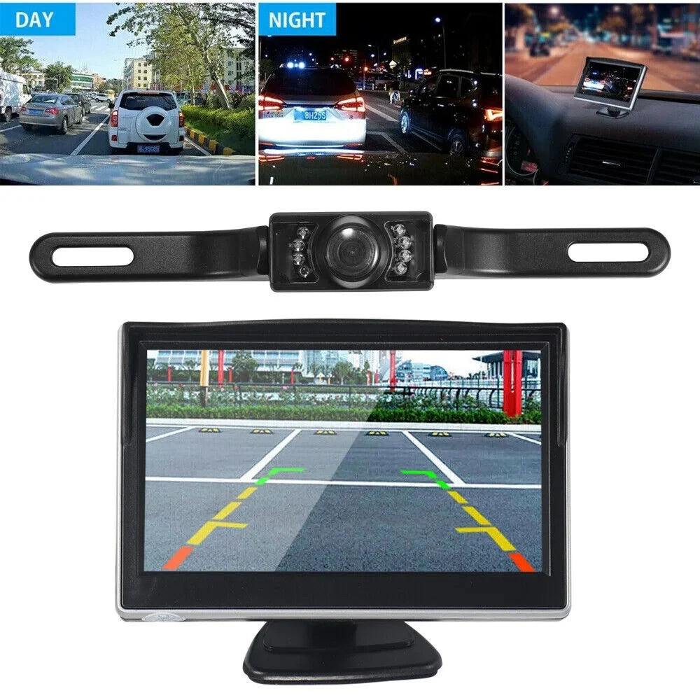 kydely Car Night Vision Backup Camera Kit 5" Wireless Monitor HD Rear View Waterproof