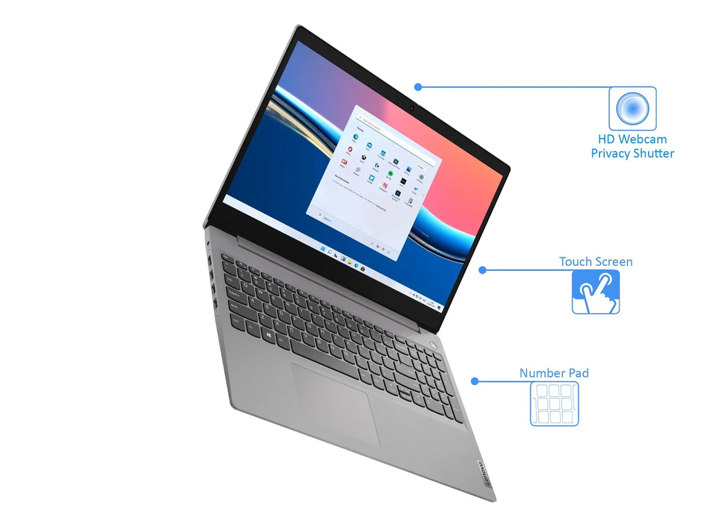Lenovo IdeaPad 3 Laptop, 15.6" HD Touch Display, Intel Core i3-1115G4 Upto 4.1GHz, 8GB RAM, 256GB NVMe SSD, HDMI, Card Reader, Wi-Fi, Bluetooth, Windows 11 Pro S