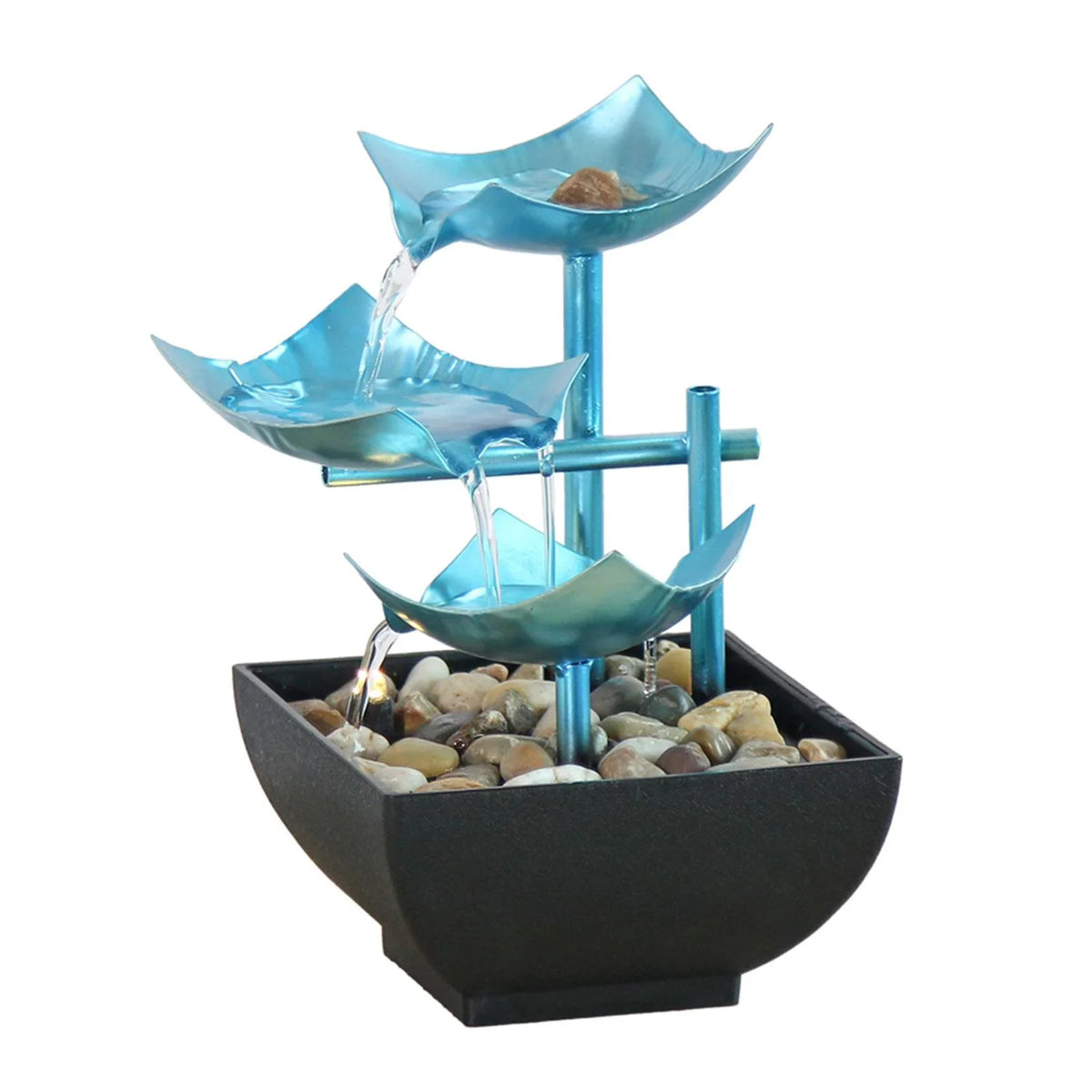 Menolana Tabletop Water Fountain, Indoor Waterfall Fountain Desk with Circular Water Flow with River Rocks for Home Living Room Garden