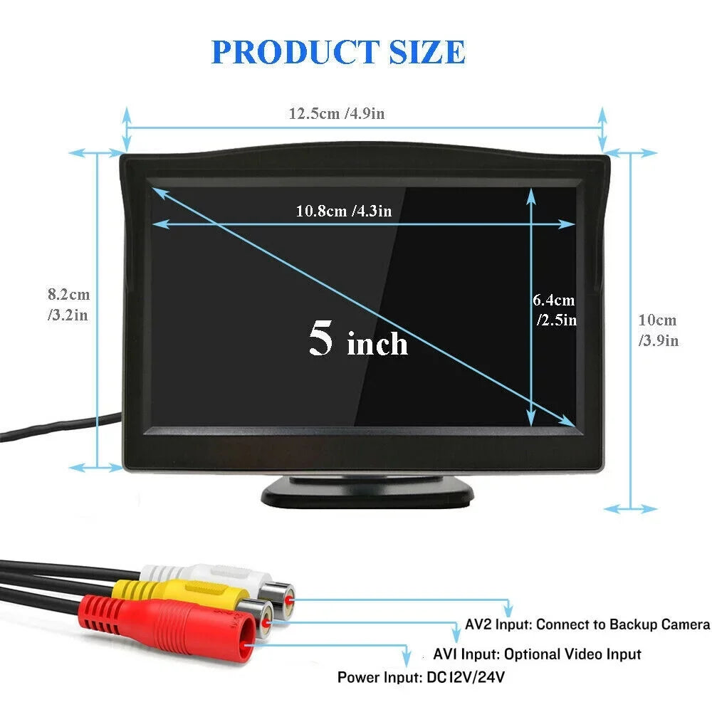 Backup Camera Car Rear View HD Parking System Night Vision + 5inch Monitor