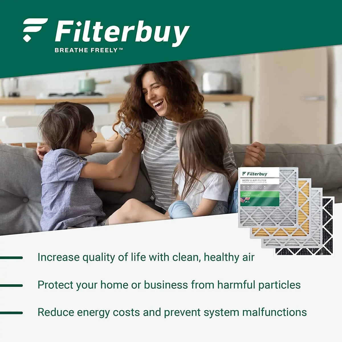 Filterbuy 20x23x4 MERV 8 Pleated HVAC AC Furnace Air Filters (2-Pack)