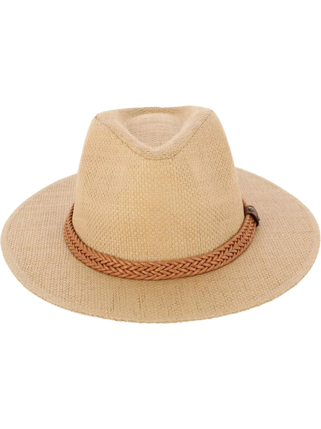 Epoch Hats Company Panama Straw Fedora Hat with Faux Leather Band (Women)