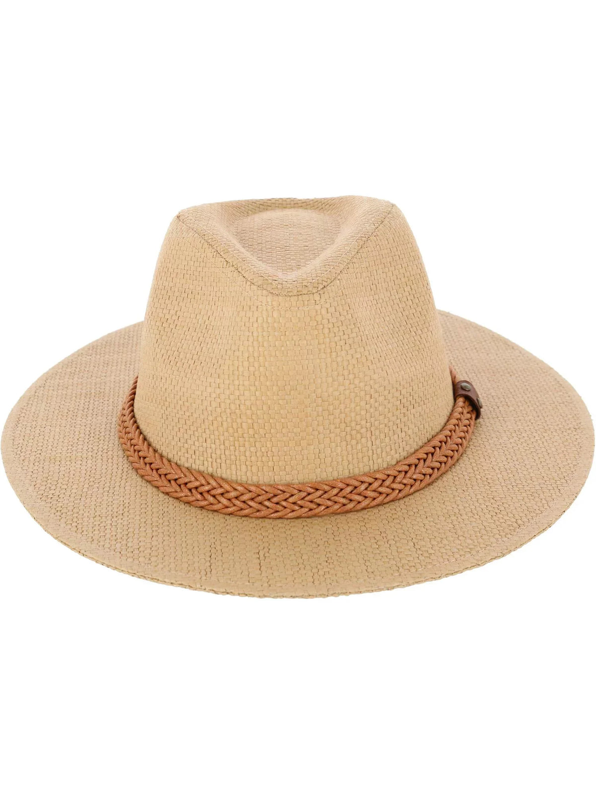 Epoch Hats Company Panama Straw Fedora Hat with Faux Leather Band (Women)