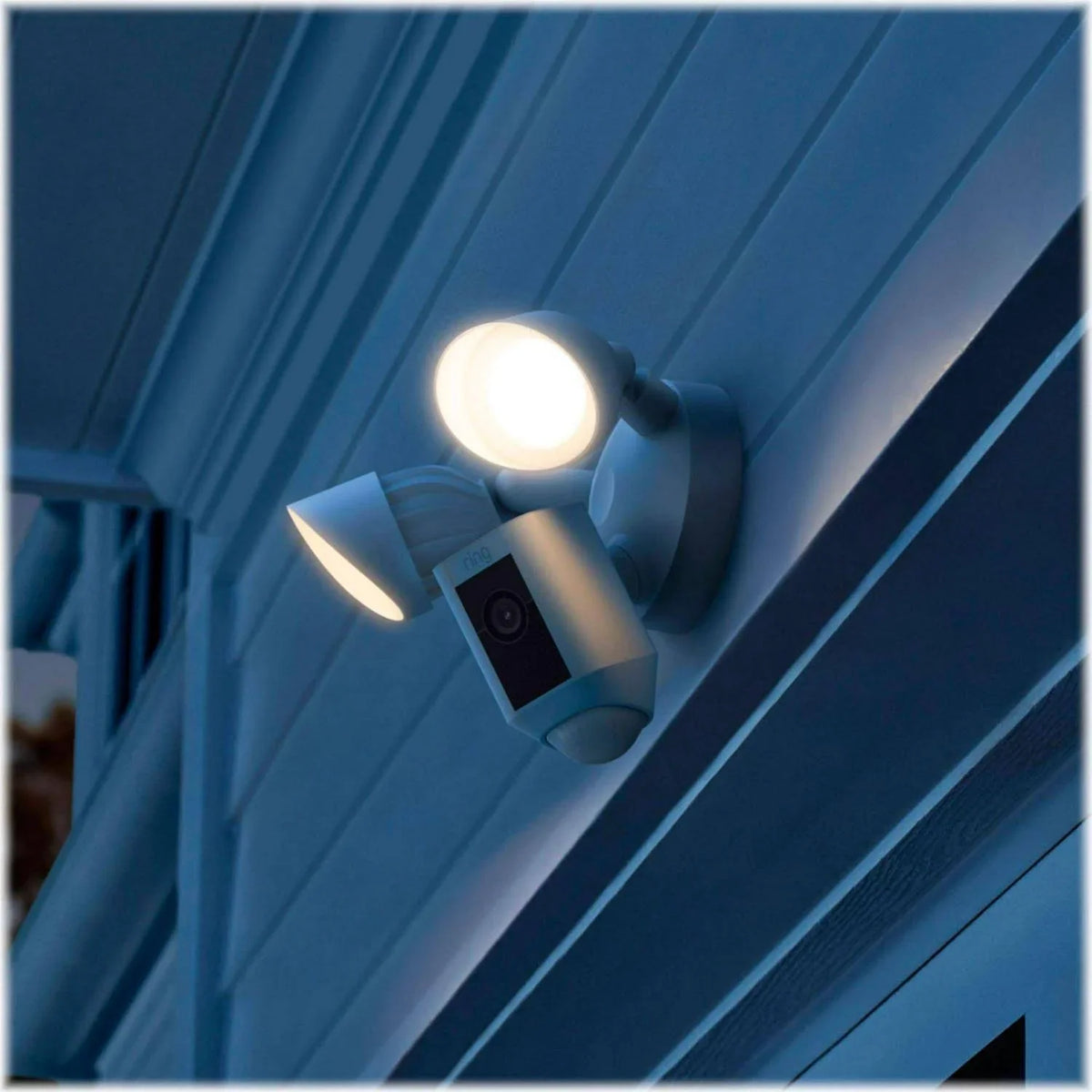 Restored Ring_Floodlight Cam Wired Plus with Motion Activated HD, White, 2021 Release, Outdoor, WiFi, IP/Network (Refurbished)