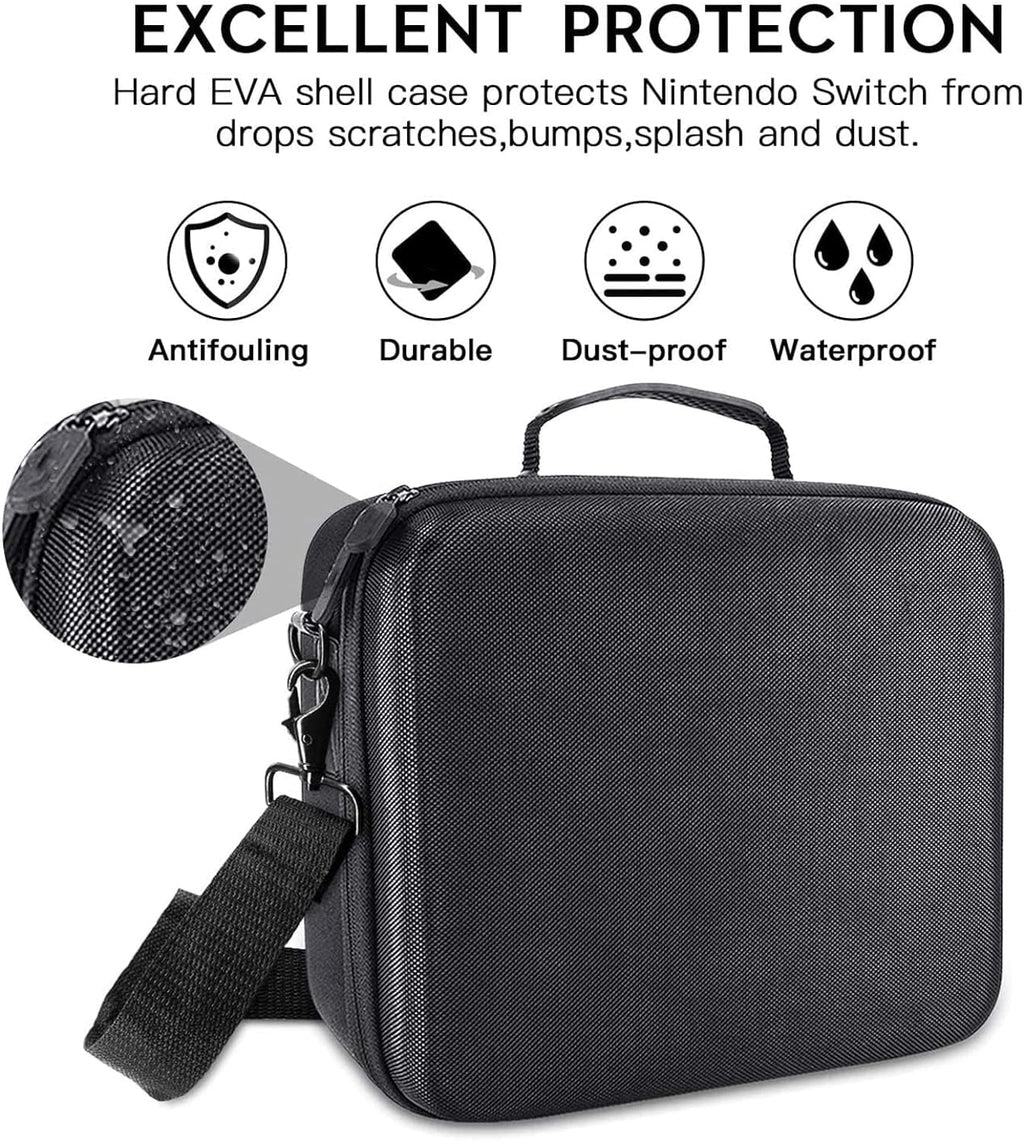 HEYSTOP Carrying Case Compatible with Nintendo Switch / Switch OLED Model 2021, Portable Hard Shell Travel Bag for Switch Console & Accessories