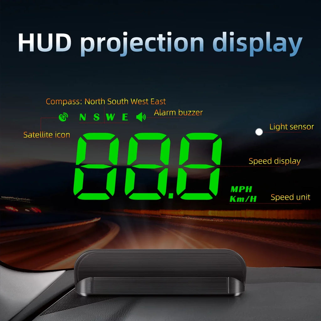 Walmeck Car 3.5 inch Head-up Display Windshield Projecter Digital Vehicle Speedometer GPS Model Overspeed Warning Fatigue Driving Alarm