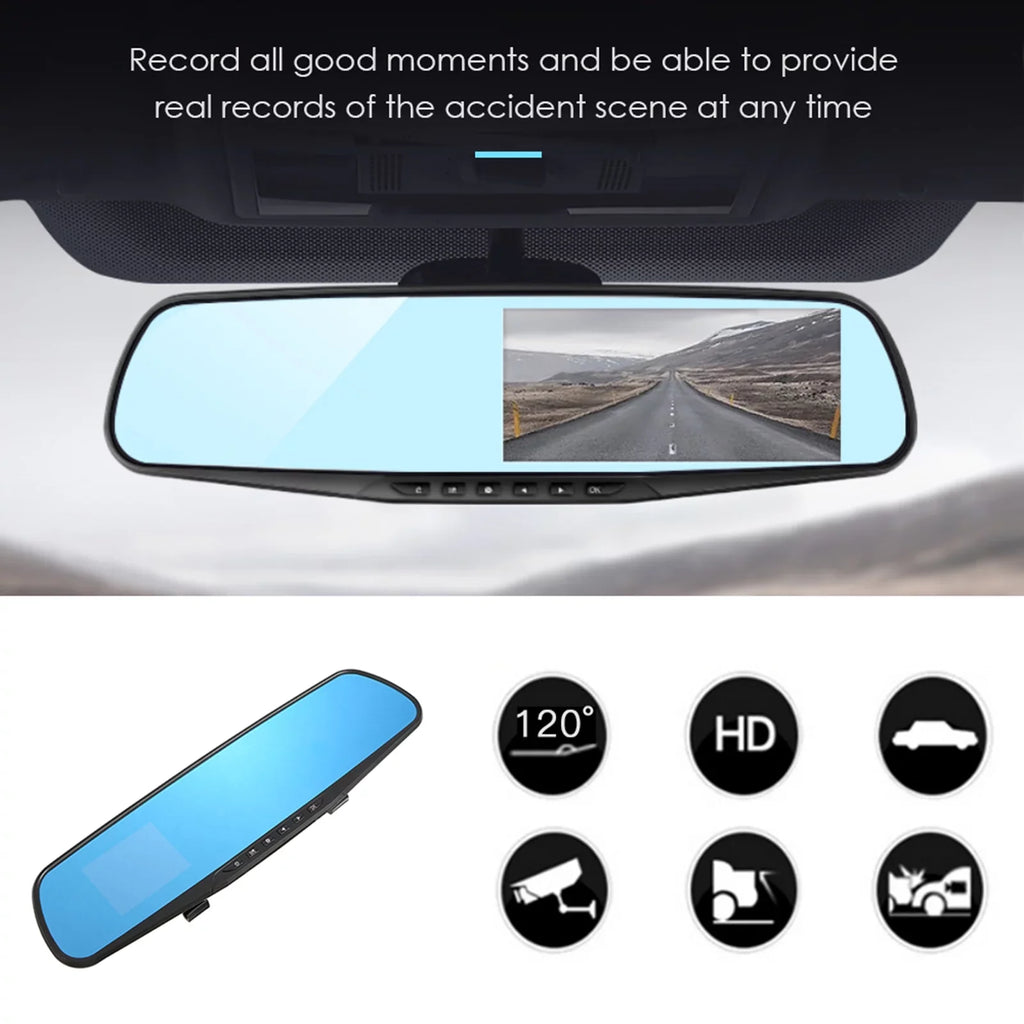 Anself Driving Recorder 1080P Full Dual Dash Cam 170°Wide Angle Lens Parking Loop Recording Motion Detection for Driving Safety