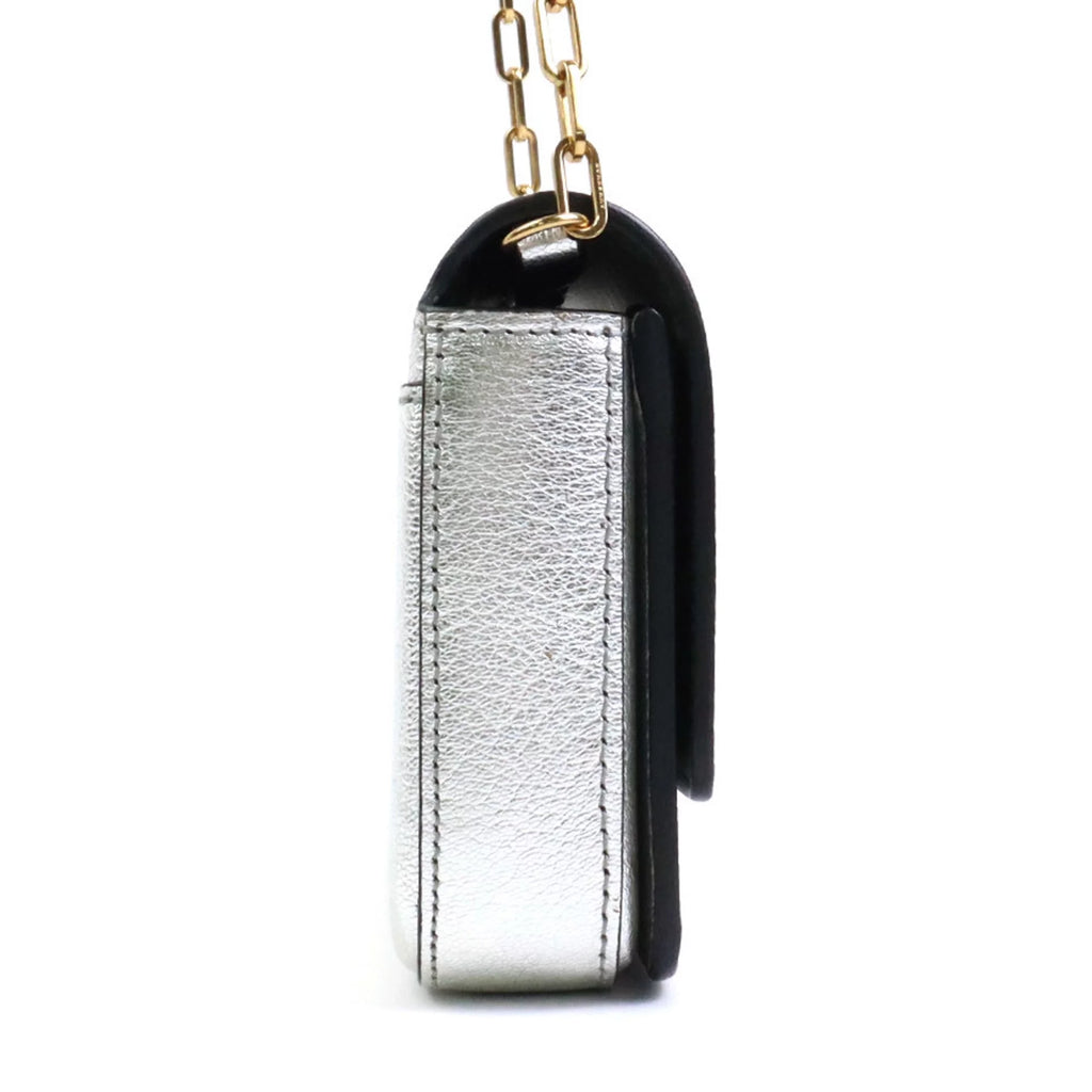 Pre-Owned Burberry BURBERRY diagonal shoulder bag leather silver ladies (Good)