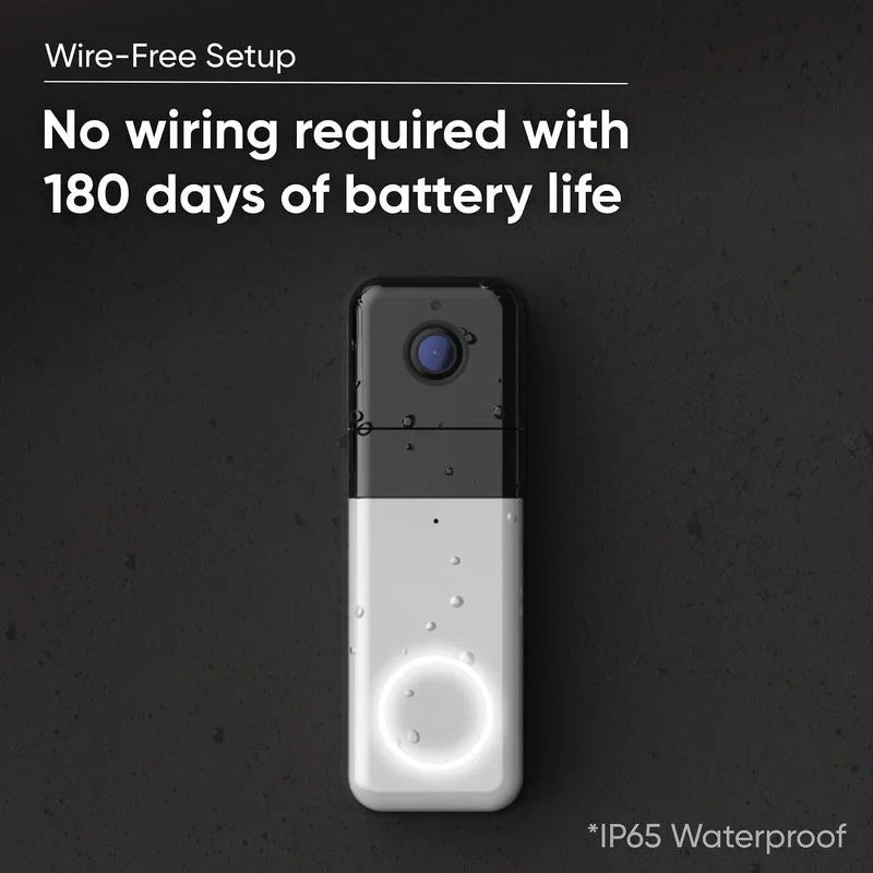 Wyze Video Doorbell Pro — Battery, Wireless Doorbell Camera w/ QHD Video, Adhesive Sticks to Walls, 1:1 Aspect Ratio, 2-Way Audio, Color Night Vision, Works w/ Alexa and Google Assistant