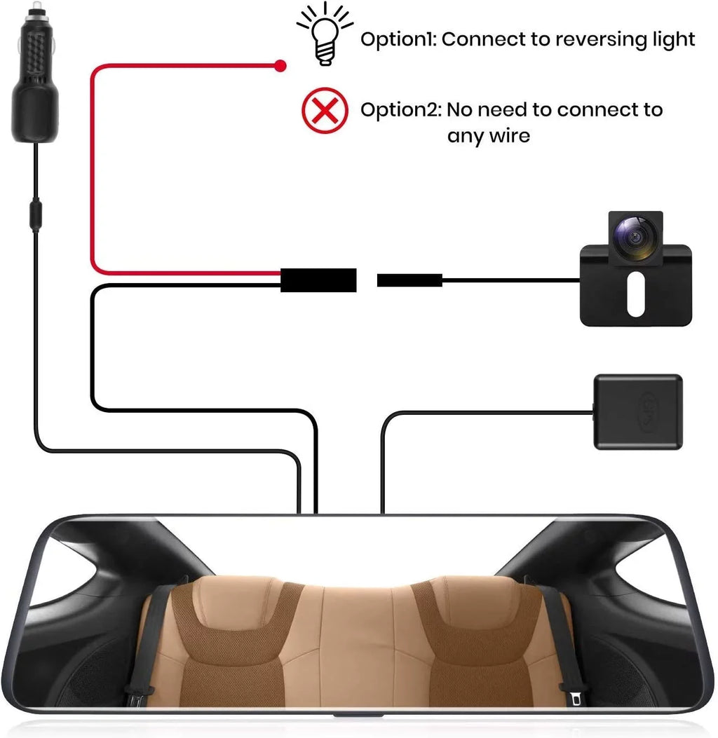 AUTO-VOX V5 9.35'' Full Laminated Ultrathin Touch Screen Rear View Mirror Camera, Dual 1080P Super Night Vision Backup Camera