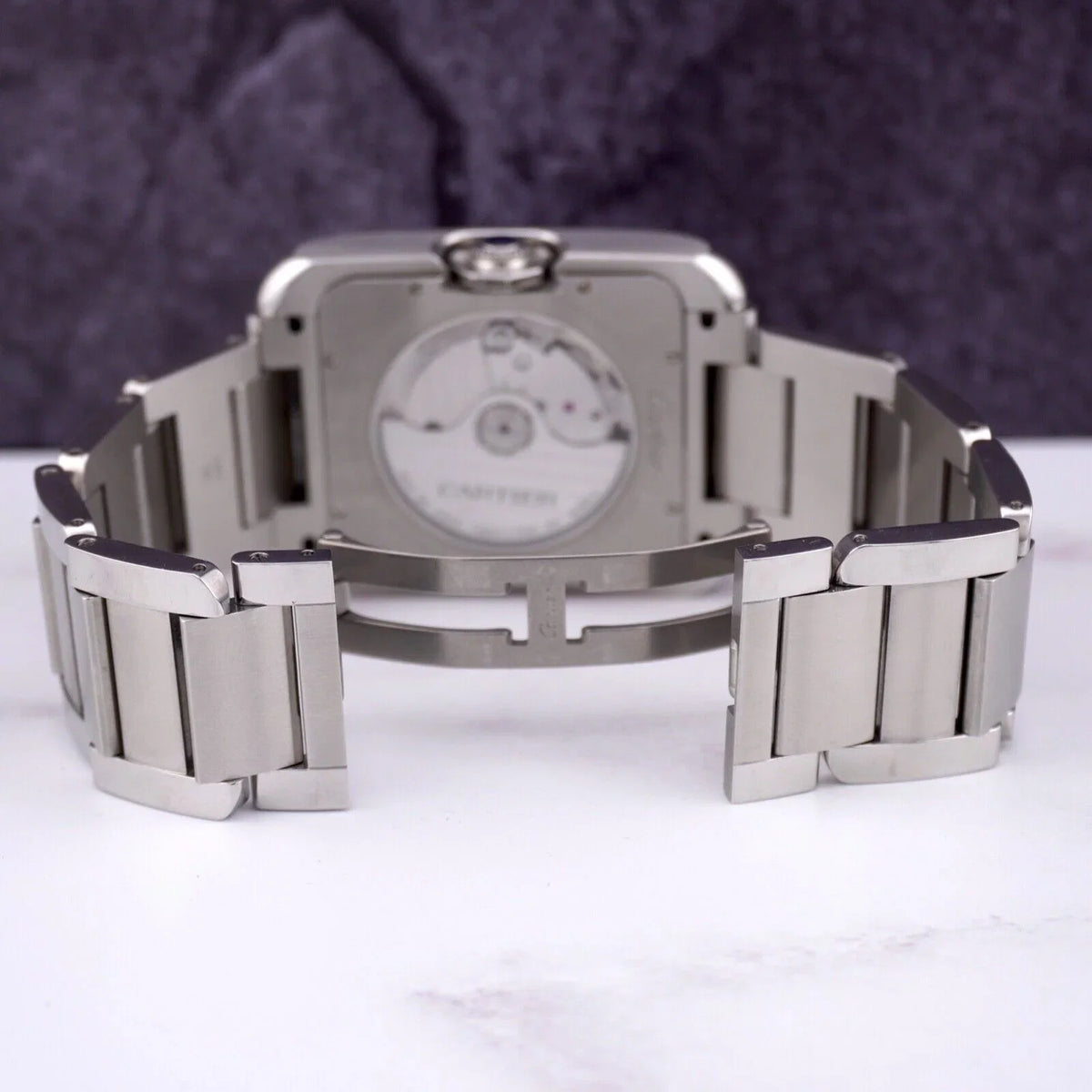 Cartier Tank Anglaise 37mm by 49mm Stainless Steel Mens Watch Silver Dial 3507