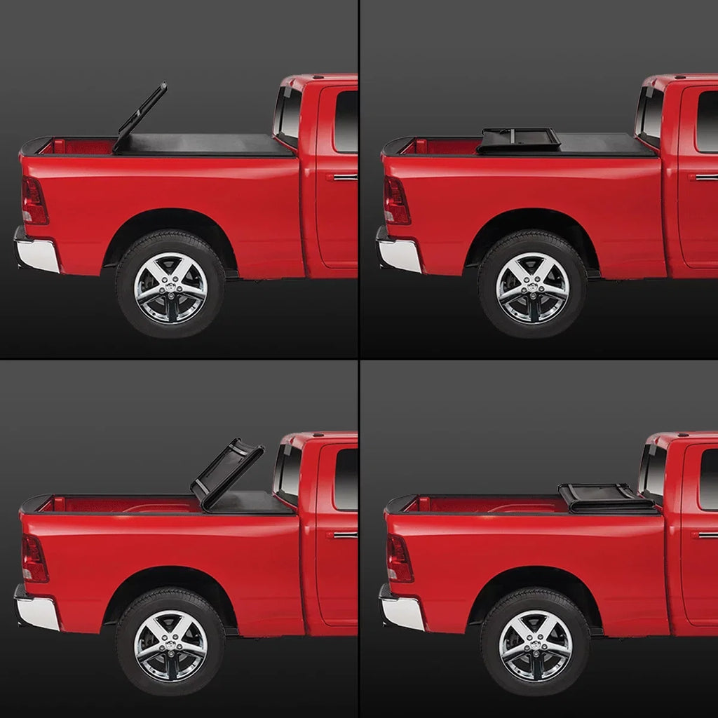 DNA Motoring TTC-TRISOFT-056 For 2007 to 2021 toyota Tundra 5.5' Bed Fleetside Adjustable Tri -Fold Soft Top Trunk Tonneau Cover 20 19 18 17 16 15 14 13 12 11 10 09 08