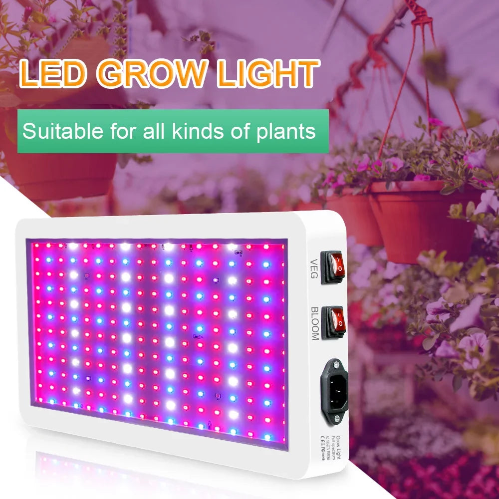 2000W Full Spectrum LED Grow Light with 312 LEDs - Indoor Plant Growing Lamp with Veg/Bloom Switch, IP65 Waterproof, Ideal for Seedlings, Flowers, Greenhouse