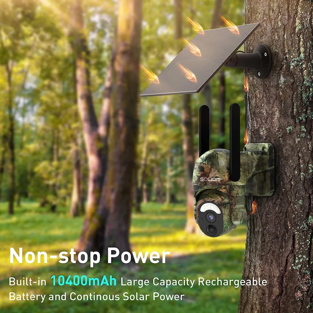 Soliom S50 3G/4G LTE Cellular Hunting Cameras with SIM Card,Wireless Outdoor Trial Camera Pan Tilt 355°View with 1080p Night Vision