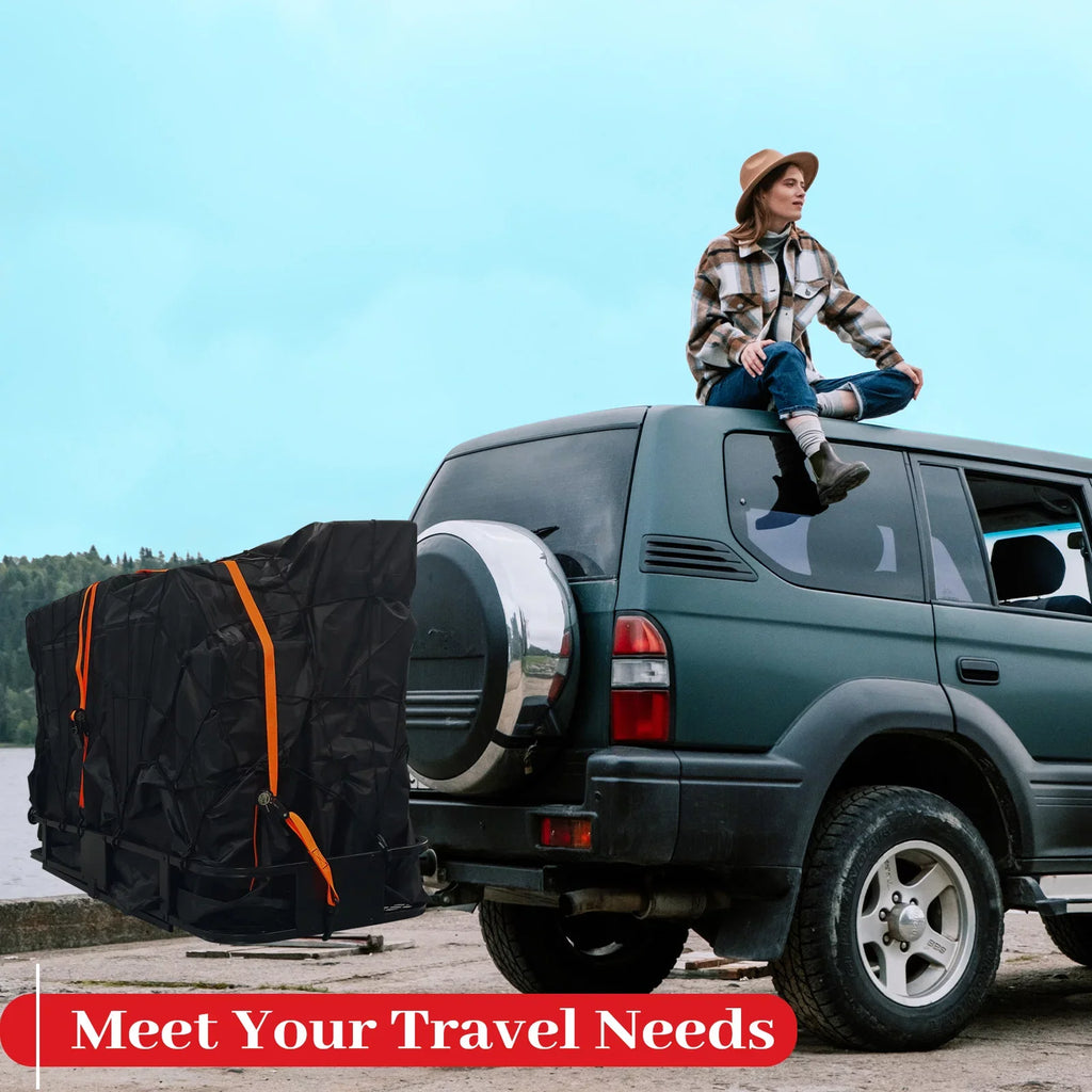 Folding Hitch Mount Cargo Rack Carrier Rear Luggage Basket for Car, SUV, Truck, 500 lbs, Capacity 60"x20"x6"