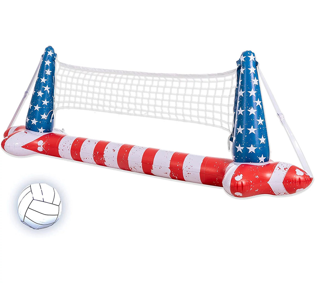 Air-filled Pool Flag Floats Set Volleyball Net & Basketball Hoops