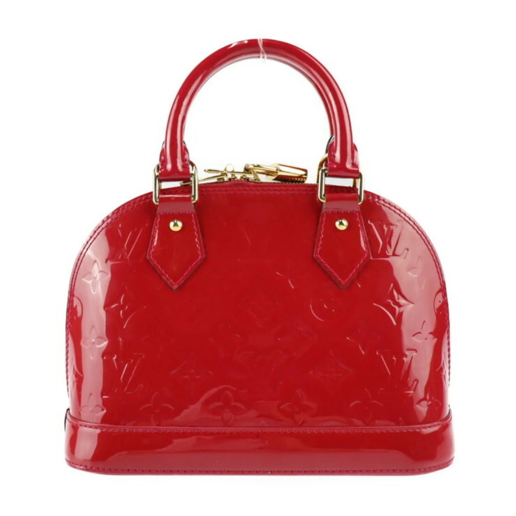 Pre-Owned LOUIS VUITTON Alma BB Handbag M91606 Monogram Vernis Pomme d'Amour Gold Hardware 2WAY Shoulder Bag Crossbody Vuitton (Like New)