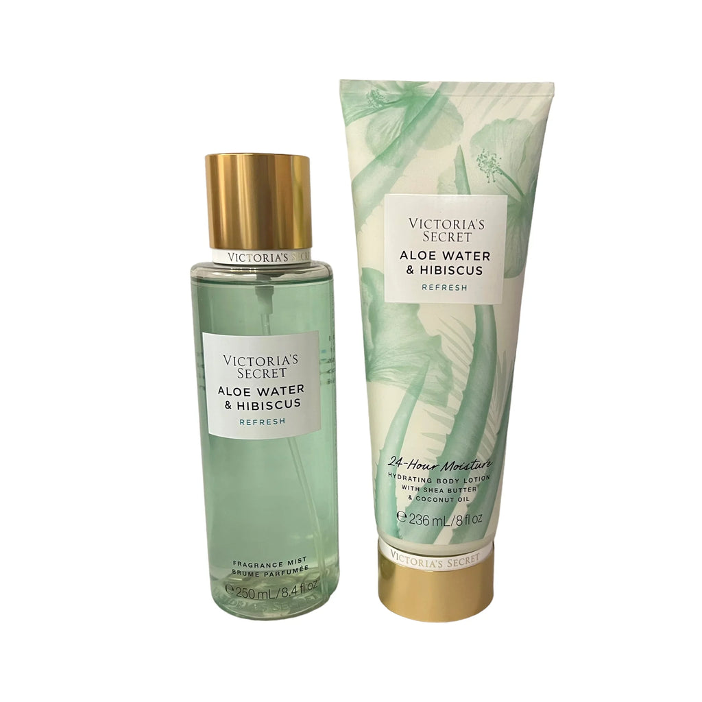 Victoria's Secret Aloe Water & Hibiscus Natural Beauty Fragrance Mist & Body Lotion Set