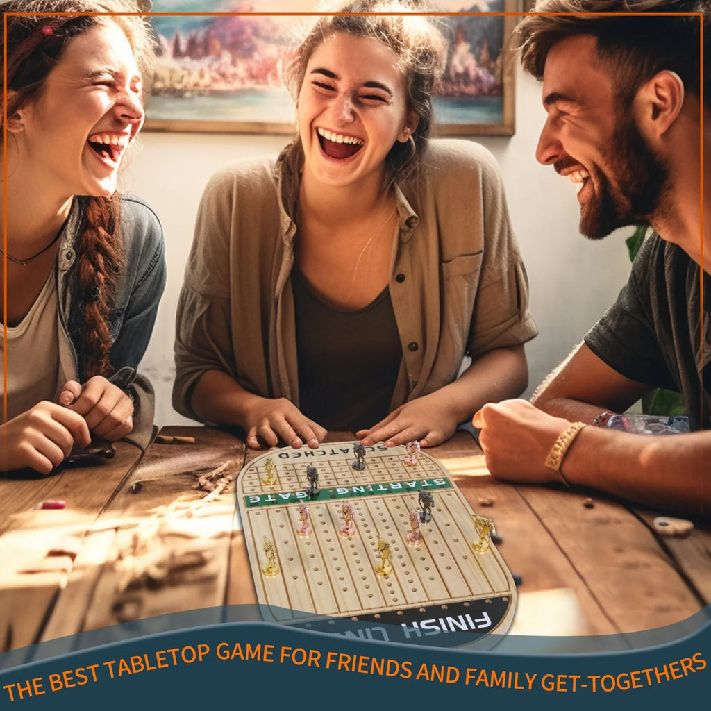 Horse Race Board Game Racing Game Thickened Pine with 11 Luxurious Durable Classic Metal Horses with 4 dice and 2 Boxes of Cards Across Finish Line Horse Racing Game