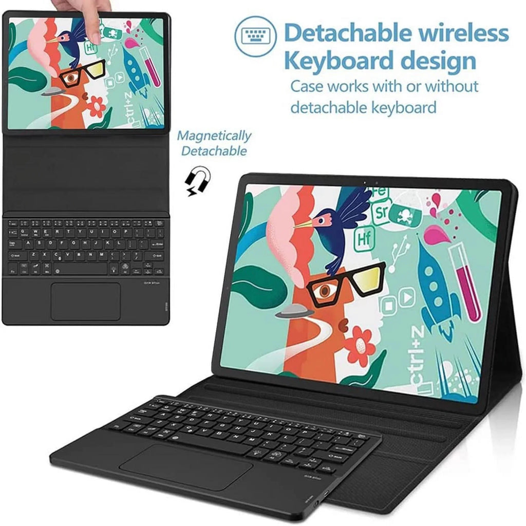 TouchPad Keyboard Case for Lenovo Tab P11 Pro Gen 2 / Lenovo Pad Pro 2022 Case 11.2 inch, Leather Stand Cover with Magnetically Detachable Keyboard forTab P11 Pro 2nd Generation (TB132FU), Black