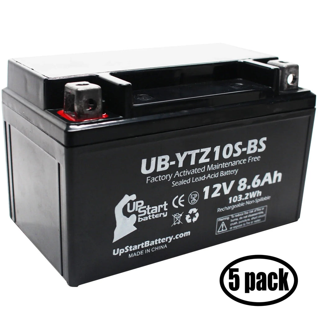 5-Pack UpStart Battery Replacement for 2010 Yamaha Maxam 250CC Factory Activated, Maintenance Free, Scooter Battery - 12V, 8.6Ah, UB-YTZ10S-BS